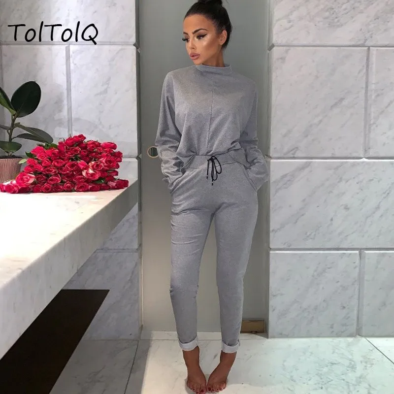 TolTolQ/2019 г. сексуальный комплект из 2 предметов для отдыха длинный рукав и штаны