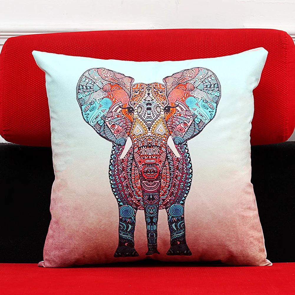 Sdkmah9 слон с цветочным принтом из хлопка и льна наволочки Чехлы для подушек