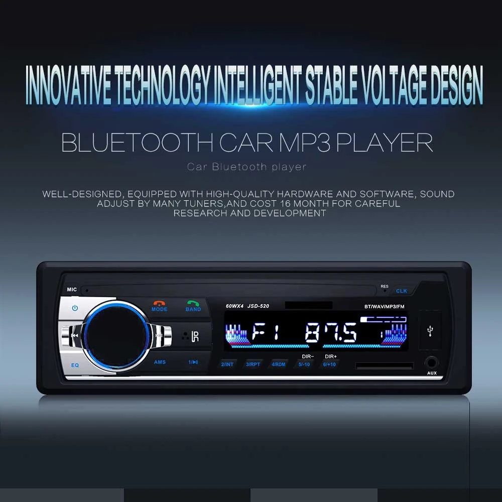 HEVXM Bluetooth Авто Радио стерео радио FM Aux вход приемник SD USB JSD 520 12В In dash 1 din
