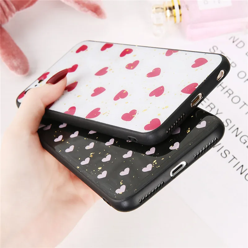 Lovebay Epoxy Glitter 3D Love Mobile Phone Case For IPhone X 6 6S 7 8 Hard Shell Plus XS MAX XR TPU Heart PC |