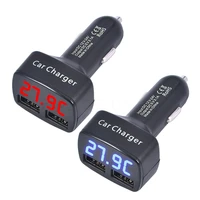 4 in 1 dual usb car charger dc 5v 3 1a universal with voltagetemperaturecurrent meter tester adapter digital led display r20