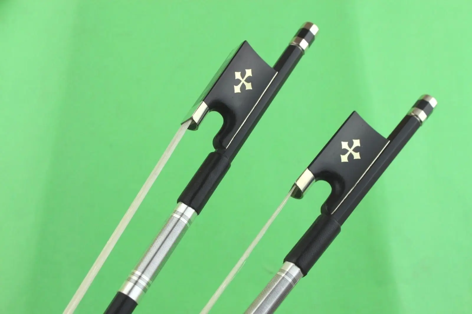 

New professional 4/4 Carbon fiber violin bow Ebony Frog Carving Cross