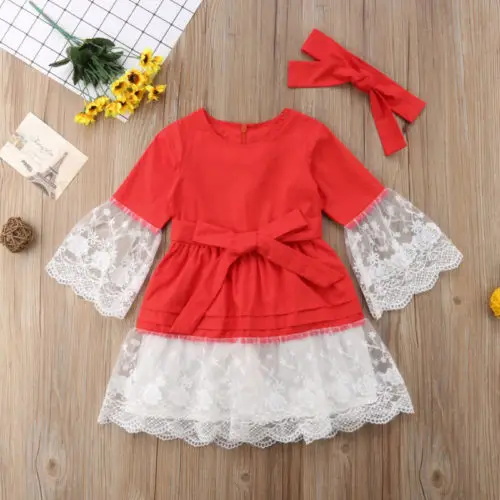 New Fashion 2 Pieces Newborn Kids Baby Girl Lace Princess Party Dress + Headband With Cute Clothes | Детская одежда и обувь