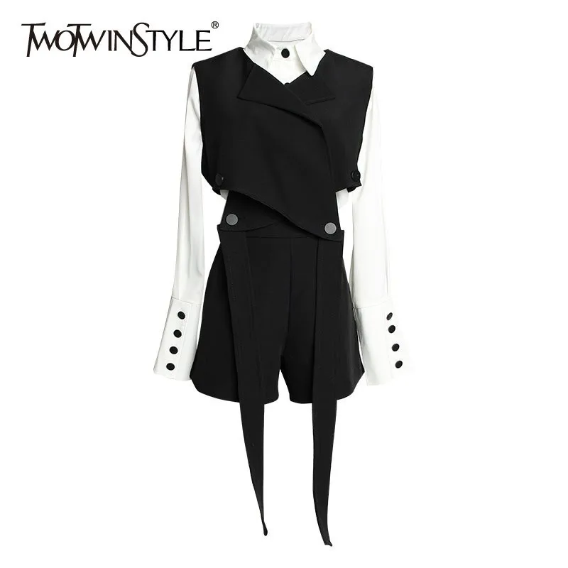 TWOTWINSTYLE модные комплект из 3 предметов Для женщин с лацканами рубашка длинными