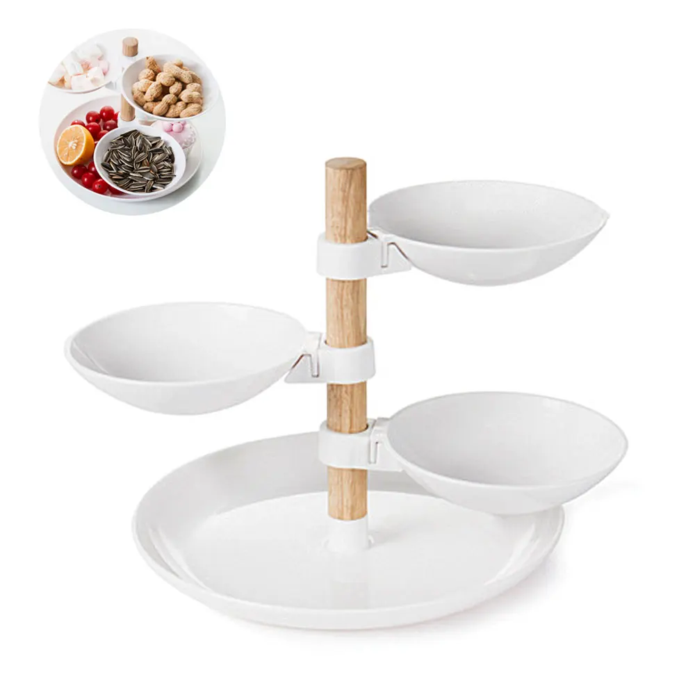 

4 Layers Dried Fruit Plates Rotary Cake Desserts Stand Pastry Candy Snack Tray Dishes Kitchen Storage Tray Home Party