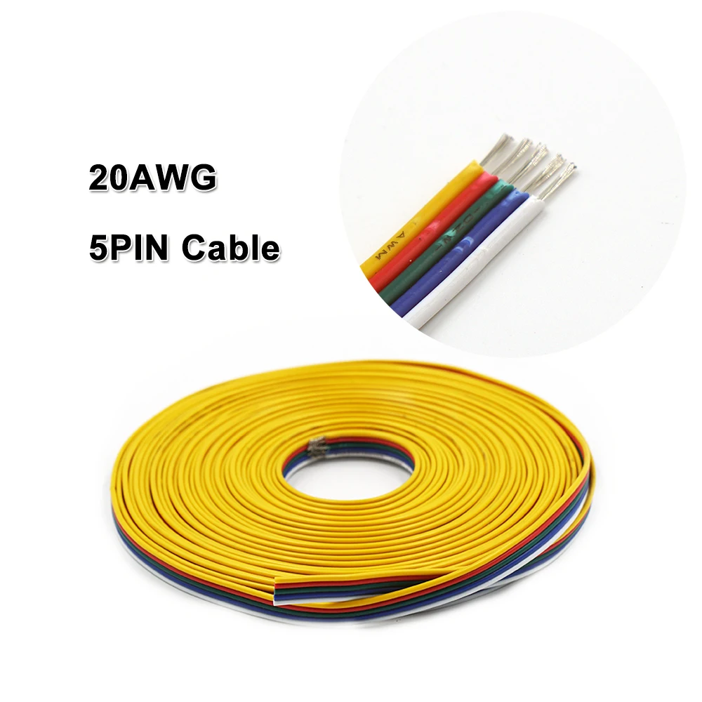 5PIN кабель 10 м 20AWG провод для 2835 3528 5050 светодиодные ленты RGB низкое напряжение