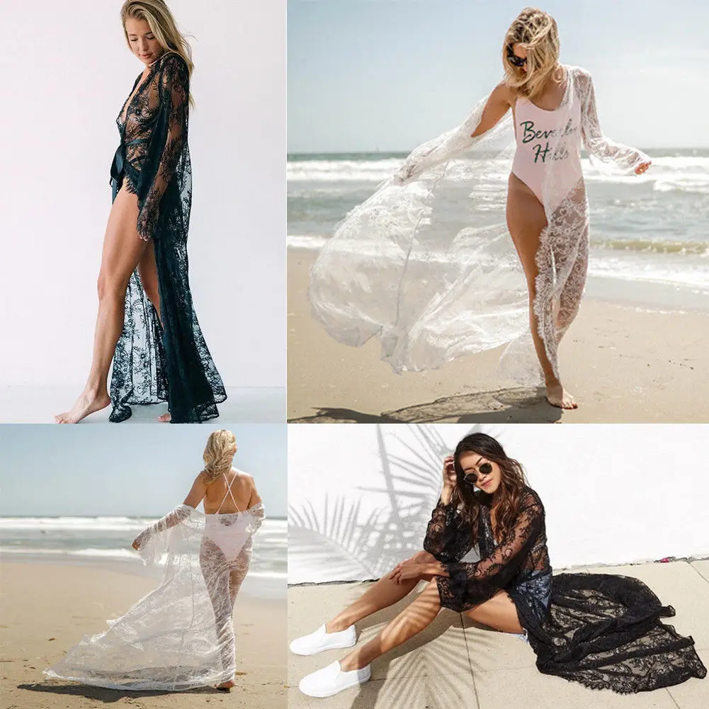 Женский шифоновый пляжный кардиган с длинным рукавом Пляжная накидка Длинные