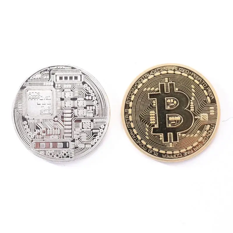 1 шт. антикварная имитация BTC монета позолоченные физические биткоины с чехлом