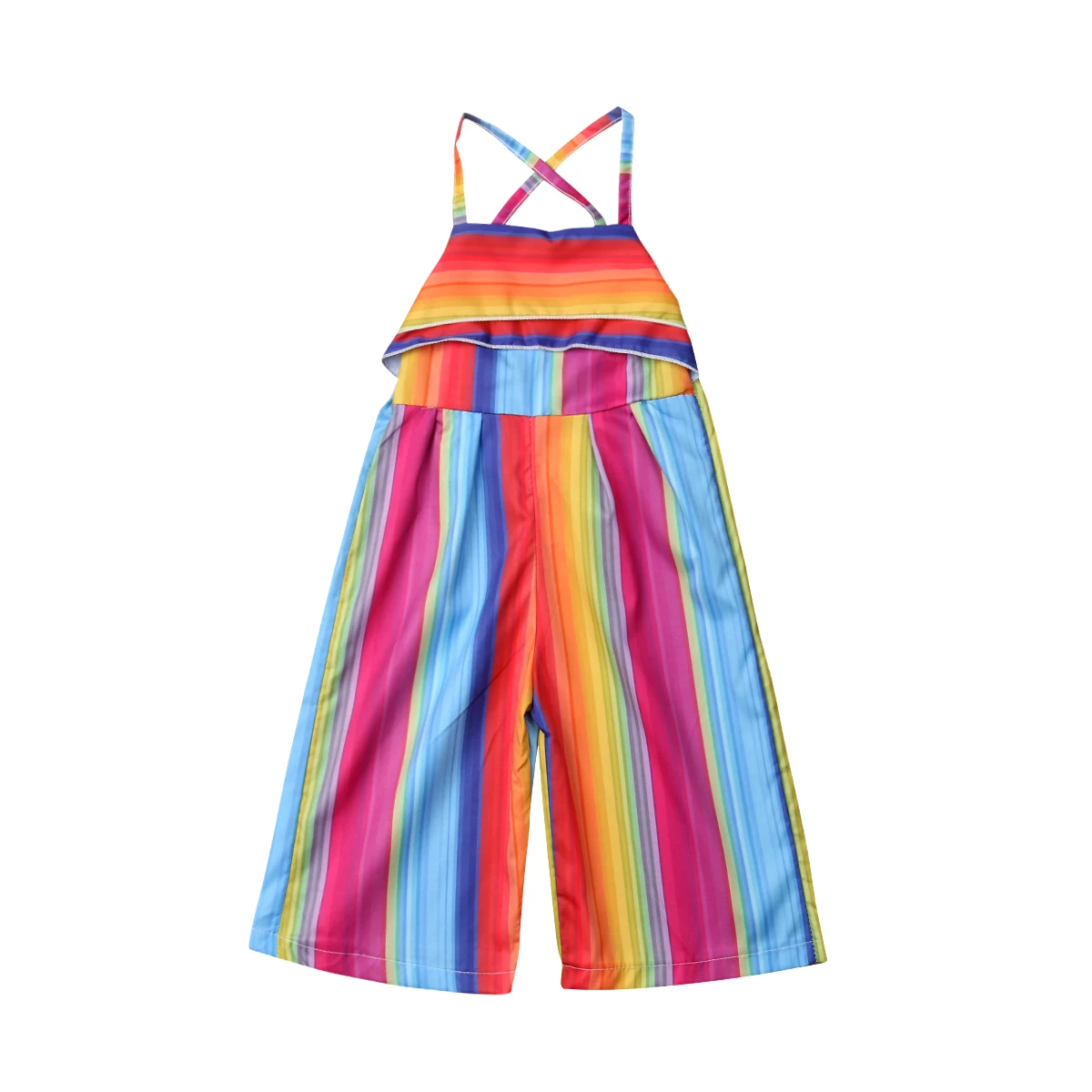 Комбинезон без рукавов с радугой для маленьких девочек Пляжный костюм