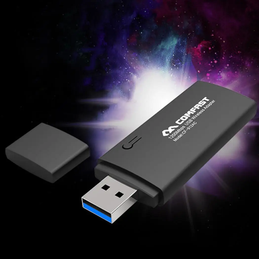 Двухчастотная беспроводная сетевая карта USB Черный 2 4 г/5 8 г WiFi 1200 Мбит/с 3 0 адаптер