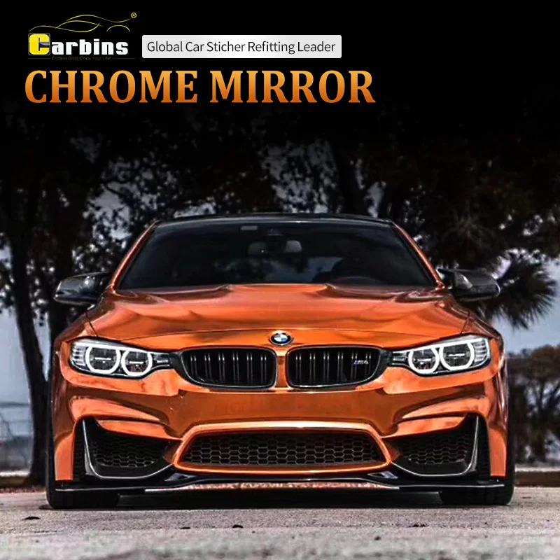 Carbins оранжевое хромированное зеркальное виниловое покрытие автомобильная