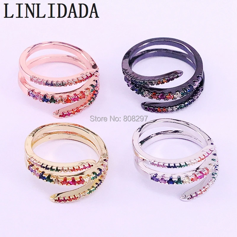 

8Pcs Mix color rainbow CZ fashion high quality Simple Trendy Jewelry engagment finger ring For Women Best Gift