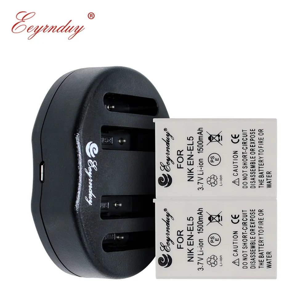 Eeyrnduy 2x аккумулятор + 1x зарядное устройство EN-EL5 MH-61 для Nikon Coolpix S10 P3 P4 P80 P90 P500 P530 P5100