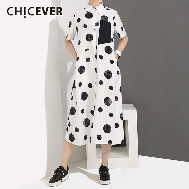 CHICEVER Весна Повседневное женский Печатный принт детское платье с отворотом