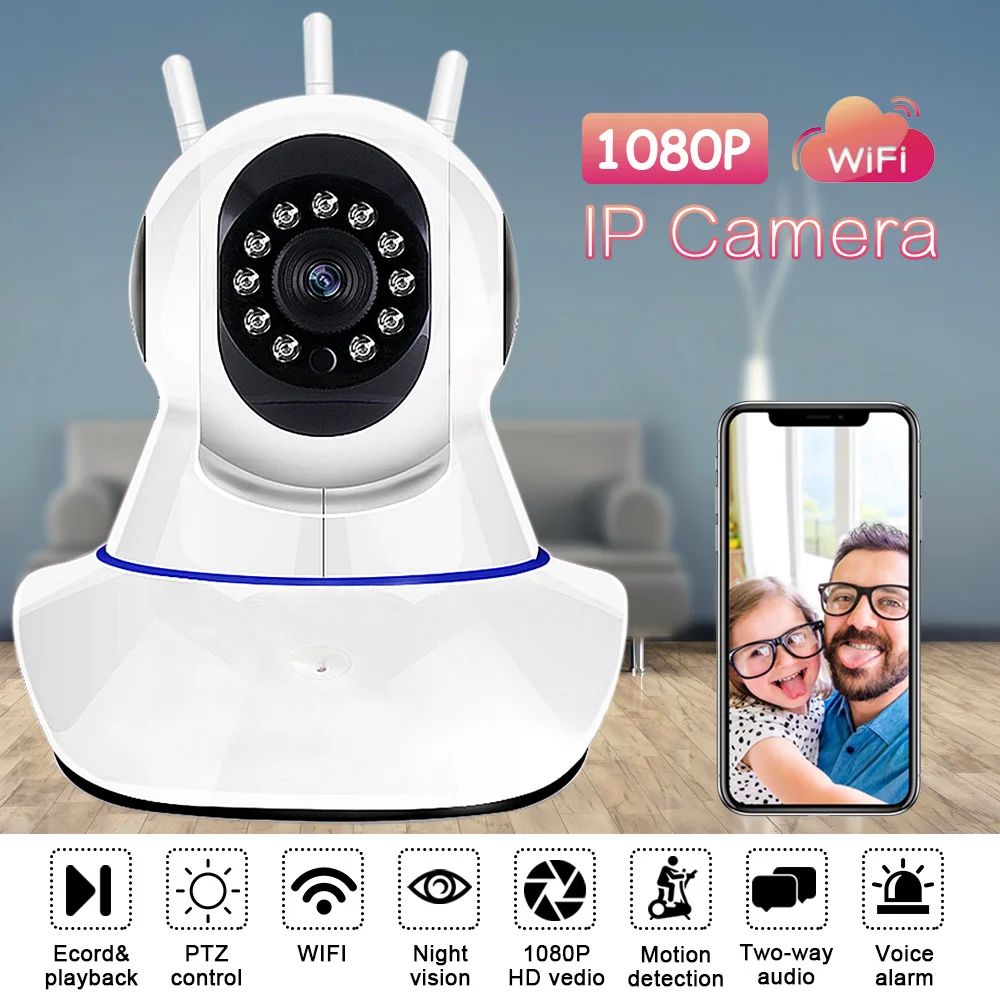 Камера видеонаблюдения HD 1080P 3 6 мм 2 МП IP беспроводная Wi-Fi PTZ Радионяня |