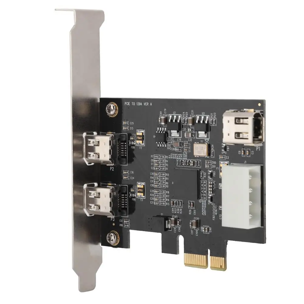 PCI E 1X в 3 портовый 1394A (2 из 1) Riser Card 800 Мбит/с Карта видеозахвата для
