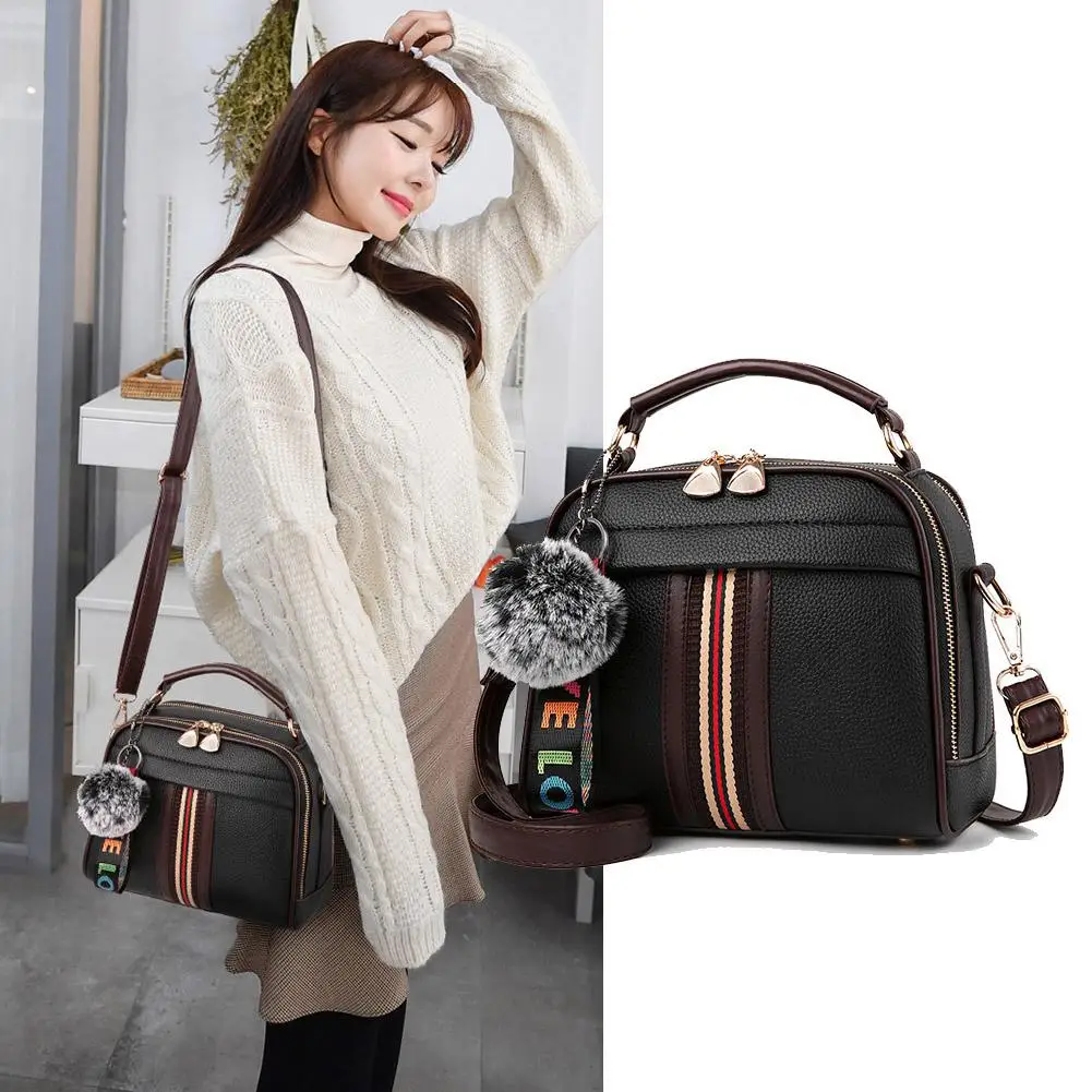 Женские сумки через плечо элегантные универсальные милые с помпоном модные