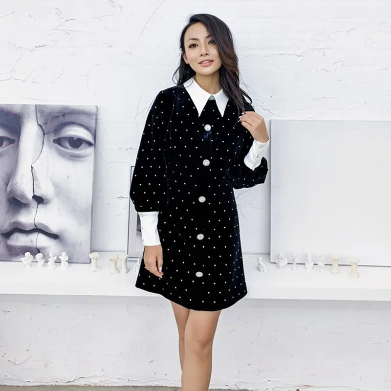 TWOTWINSTYLE элегантное платье-рубашка женское платье с длинным рукавом тяжелый