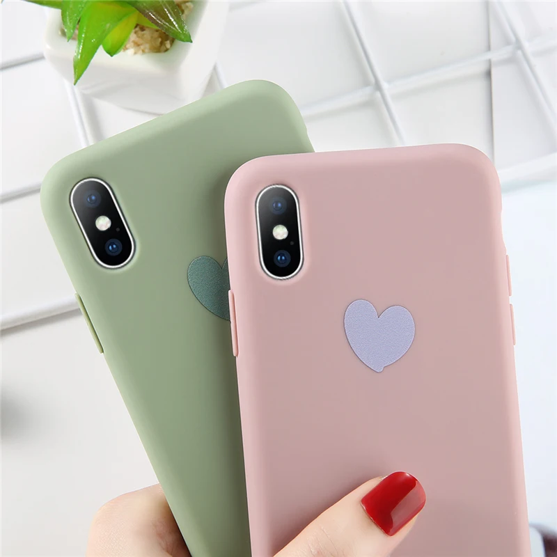 Lovebay Phone Case For iPhone 6 6s 7 8 Plus X XR XS Max Cartoon Love Heart Candy Colors Soft TPU Silicon |