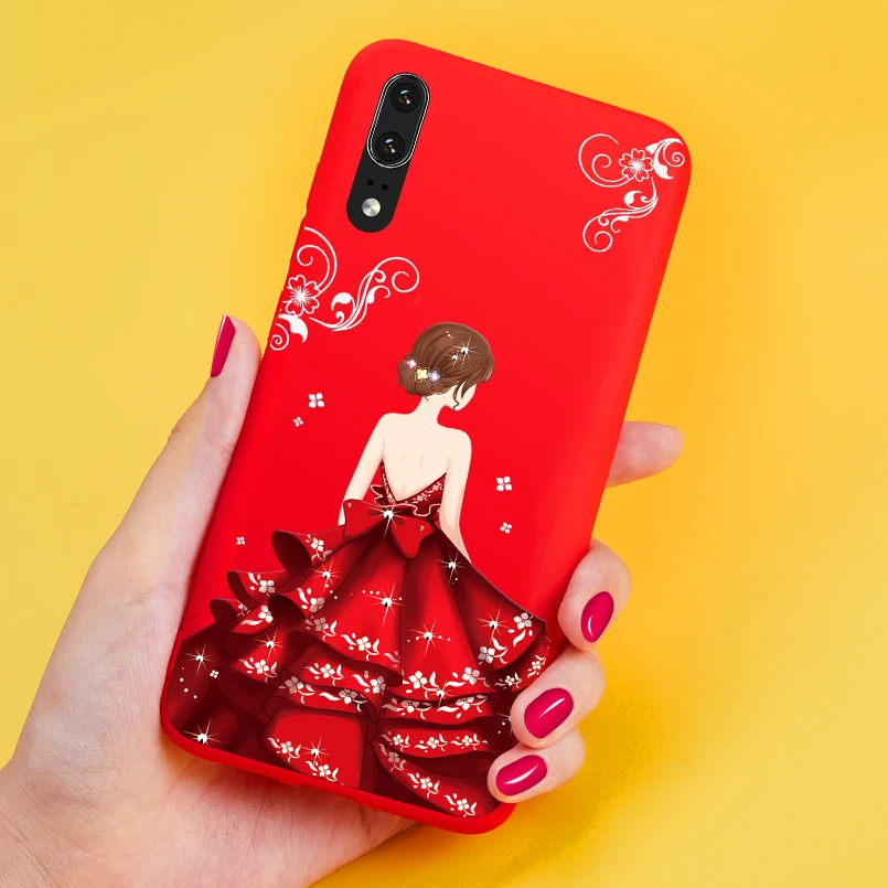 Роскошный чехол для huawei P20 Мягкий силиконовый телефона с платье девочек бампер P