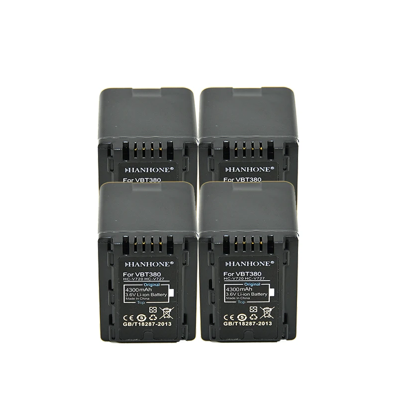 4 шт 4300mAh VW VBT380 VBT190 батарея камеры для Panasonic HC V201 V110 V130 V160 V180 V250|Цифровые