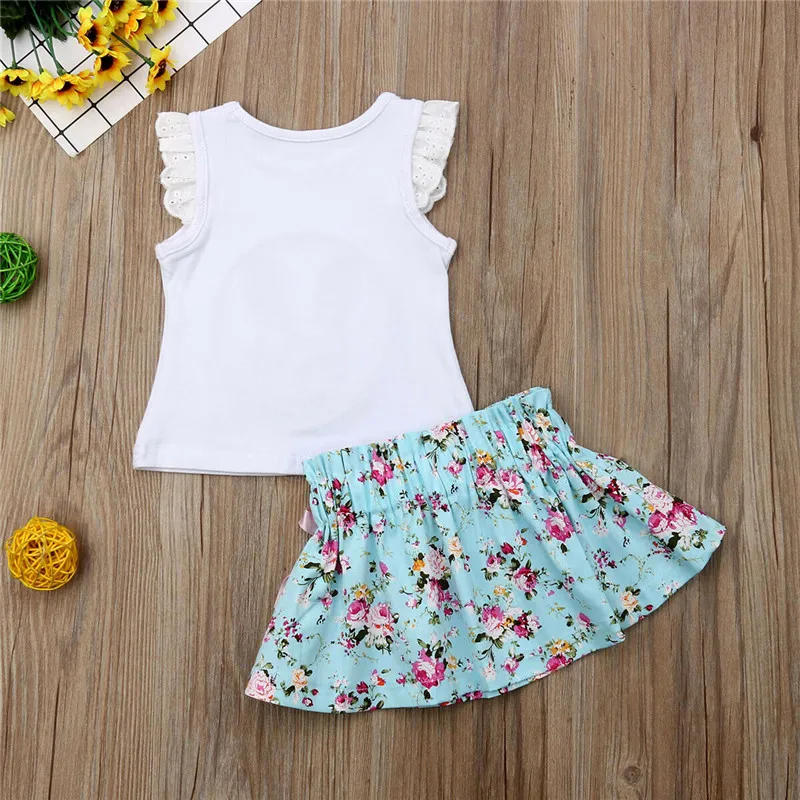 

Easter Clothes Sets Kids Girl Kids Baby Girl Fashion Lace Sleeve O-Neck Tops Floral Bow Tutu Skirts 2Pcs Summer Outfits 6M-4Y