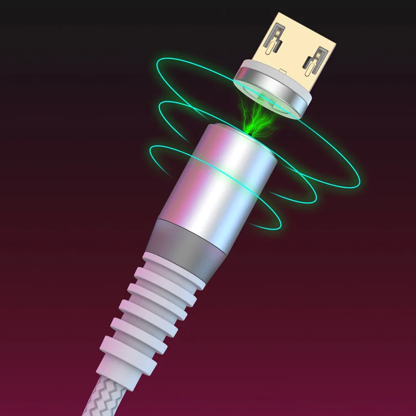 USLION 1 м светодиодный магнитный кабель usb type C кабель для iPhone Xs Max XR 8 7 6 Магнитный зарядный Micro USB кабель зарядный провод шнур USB C