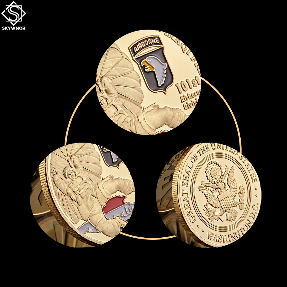 Позолоченная монета американского спецназа 101St подразделение ВВС 1 57*0 12 операции