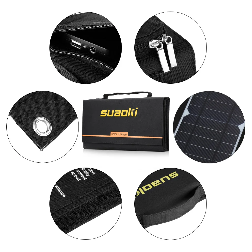 Suaoki 60W Солнечное зарядное устройство высокой эффективности 18V DC & 5V USB выход