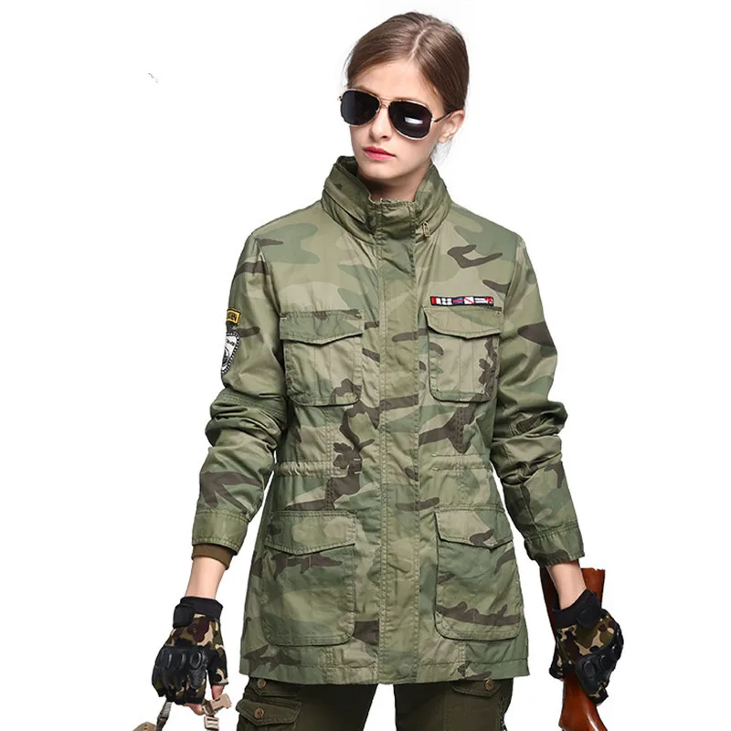 Размера плюс Для женщин Camo военных учений пальто куртка на открытом воздухе