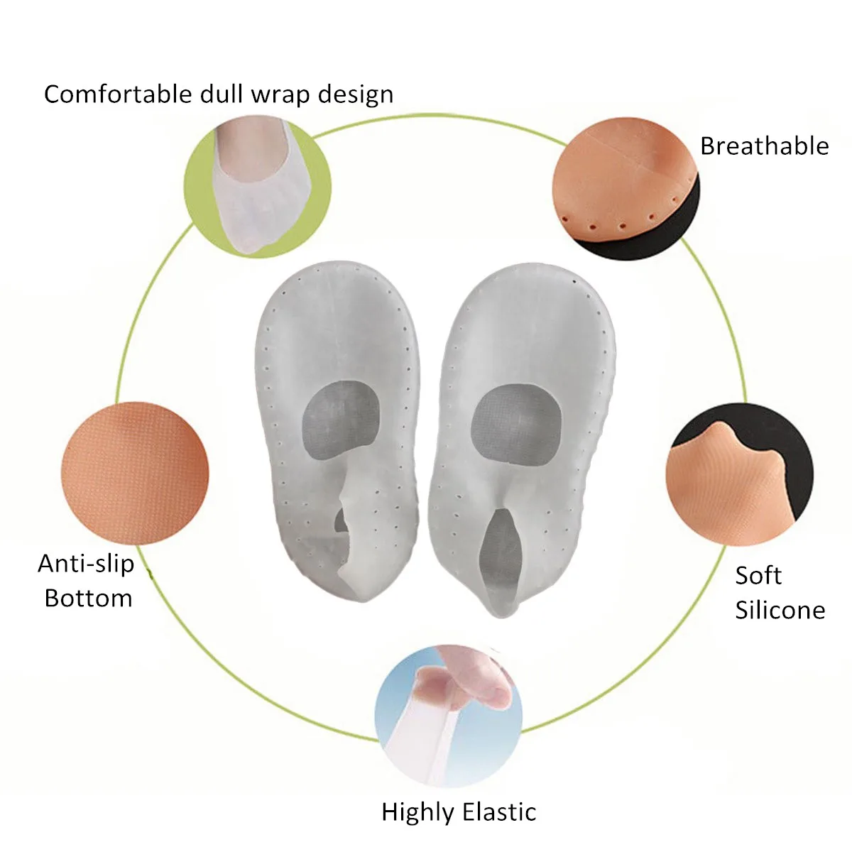 1 пара силиконовых увлажняющих носков унисекс защита и уход за кожей пятки белый