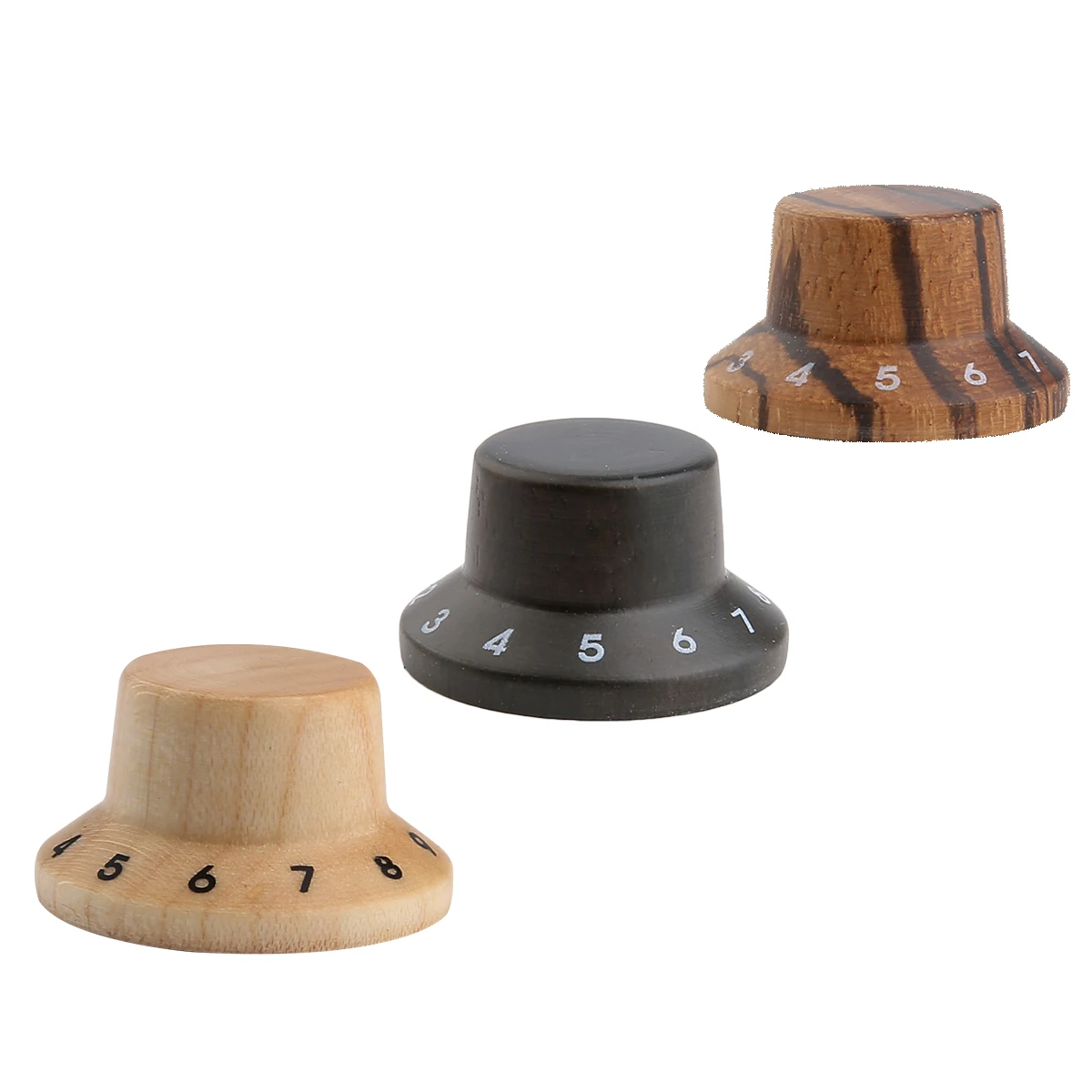 

Dopro Wooden Knobs for Strat Style Bell Knobs Wood Control Knobs Guitar Bass Top Hat Knobs with Numbers Maple/Rose/Zebra Wood