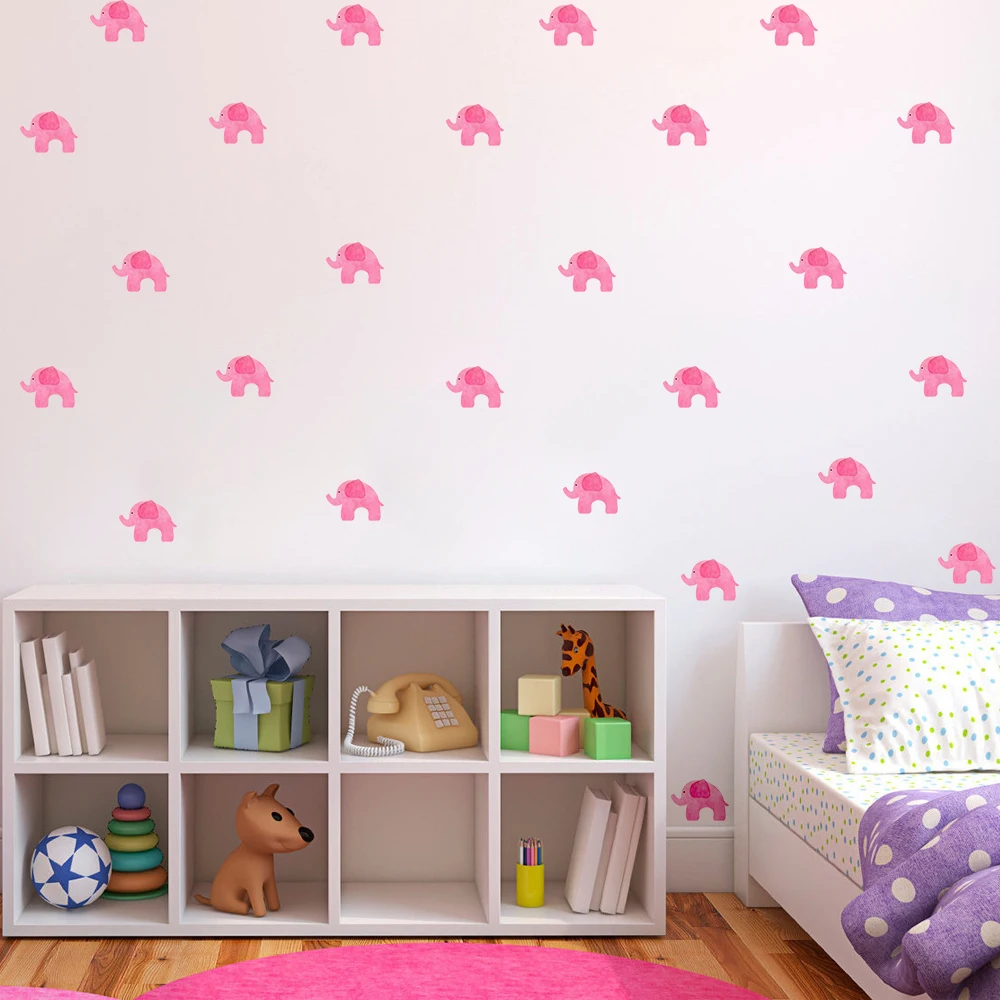 6 листов/пакет 36 шт. розовый акварель наклейки в виде слона DIY настенная Фреска