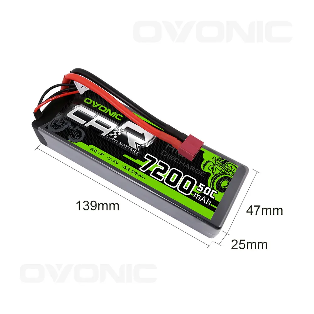 Комплект батарей OVONIC 7200 мАч Lipo 2S 7 4 В Жесткий Чехол Deans Power для гонки Redcat 1/8 размер