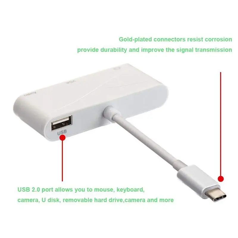 USB C к HDMI VGA адаптер 3 1 DVI 0 концентратор многопортовый для MacBook/MacBook Pro/Chromebook Pixel To |