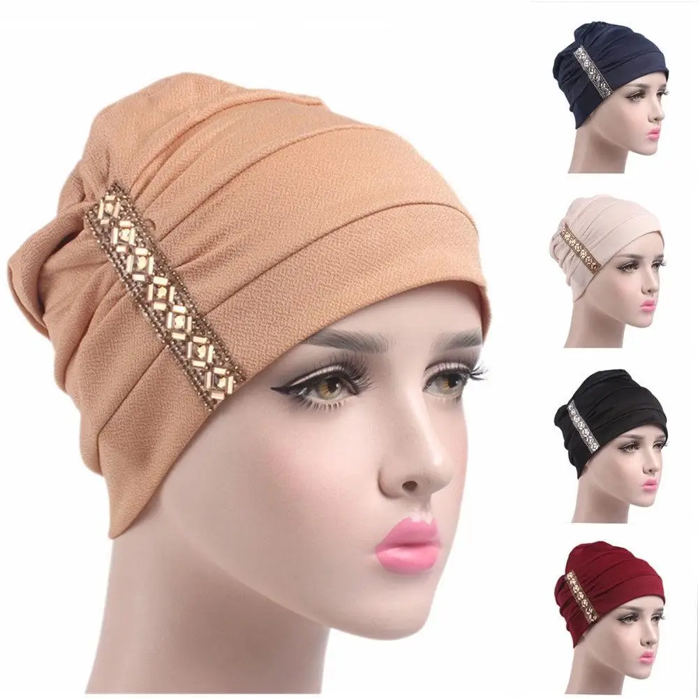 Мусульманский Для женщин шляпа индийские Кепки рака Кепка Chemo Исламской Beanie Skullies