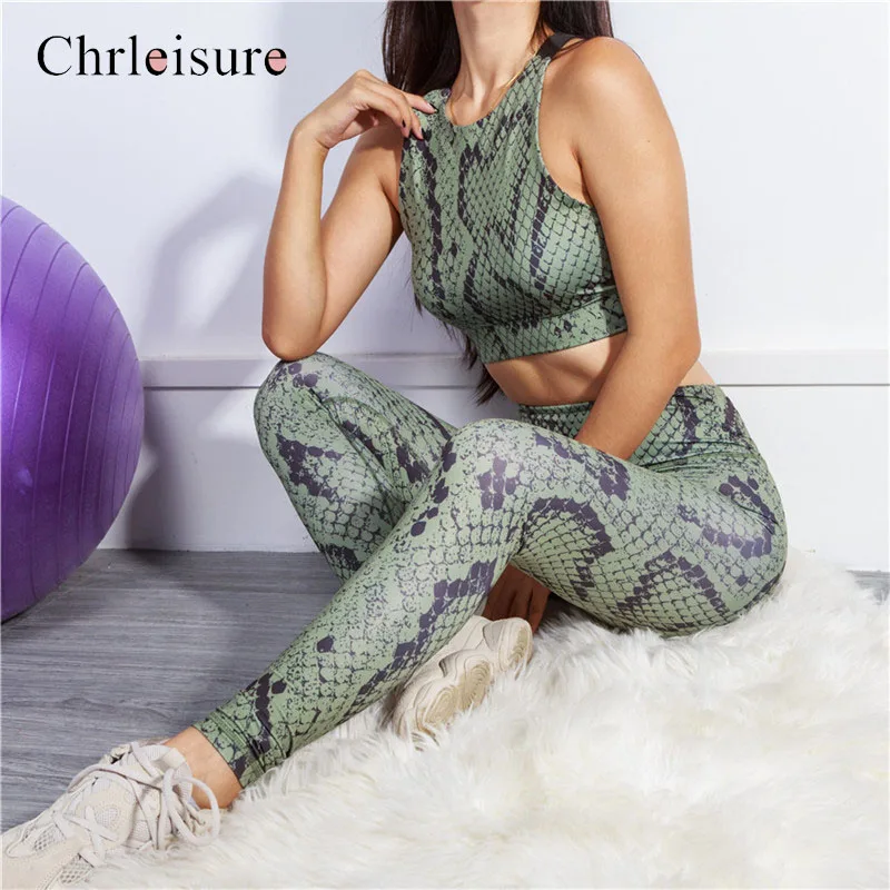 Chrleisure змеиный принт спортивный костюм для женщин летние сексуальные шорты и Топ