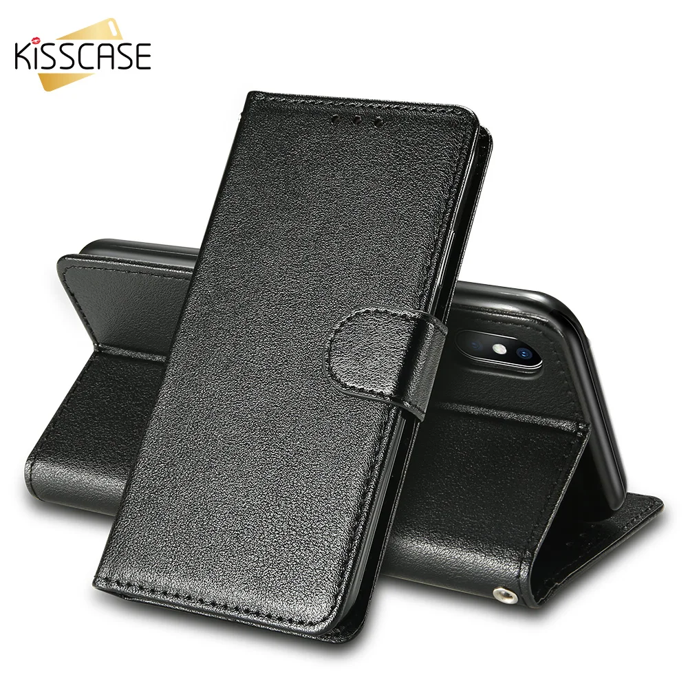 KISSCASE PU кожаный флип чехол для iPhone X XR XS Max держатель карты бумажник телефон 7 8 6 6s plus