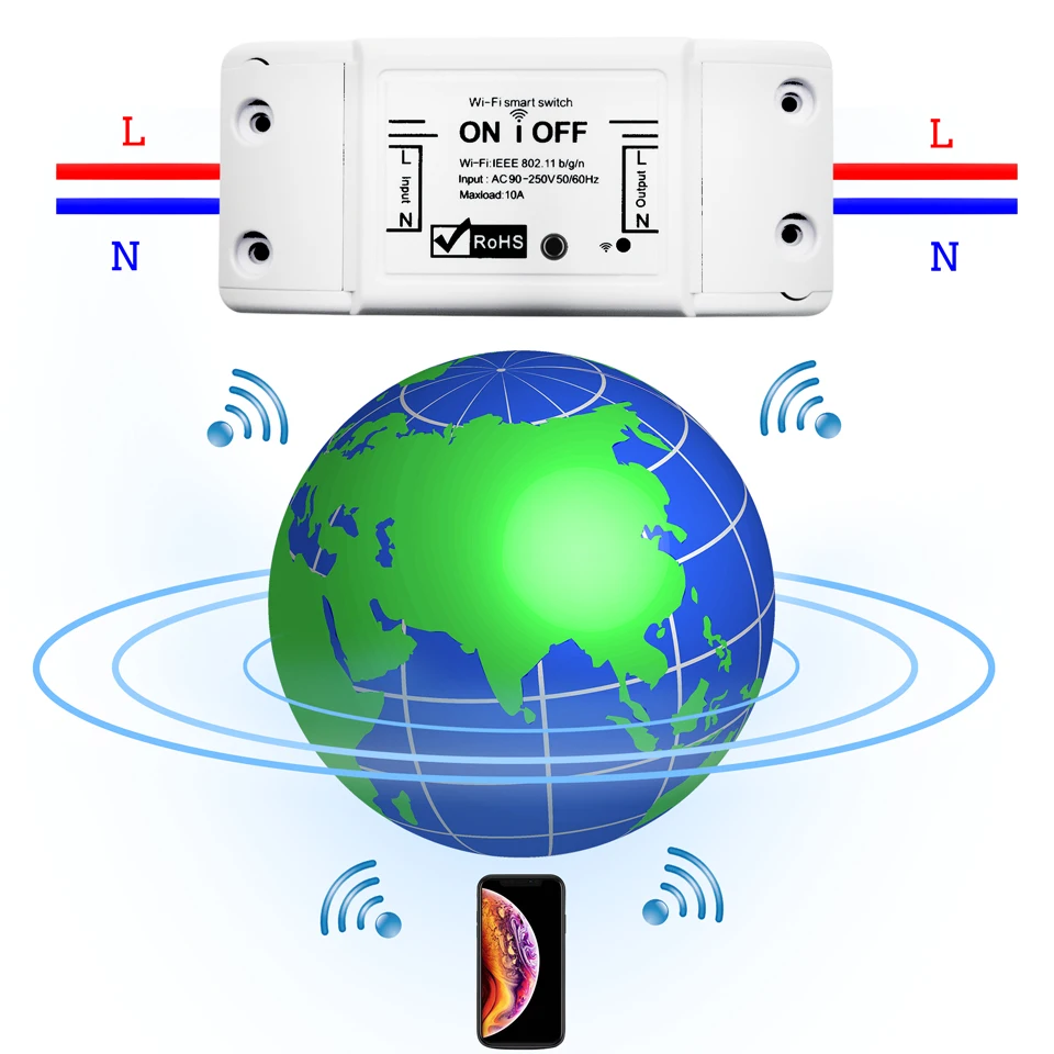 Умный беспроводной Wi Fi переключатель Domotica 2 4 ГГц с поддержкой Alexa 10A|Модули для