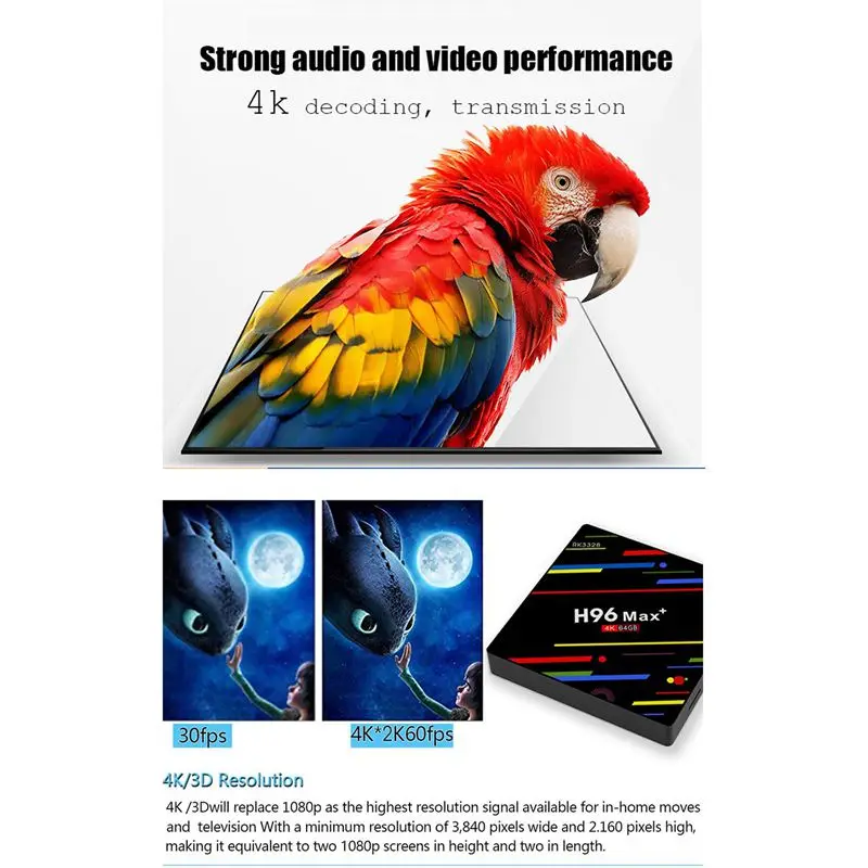 ТВ-приставка H96 Max Plus Android 8 1 Smart Set Top Box Rockchip Rk3328 4 ГБ 32 Usb3.0 H.265 4K Pk T9 Hk1 X96 (32 ГБ) |