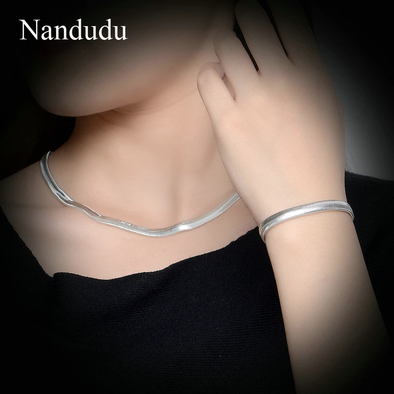 Nandudu роскошный 925 пробы серебряный цвет браслет цепочка для мужчин женщин новое