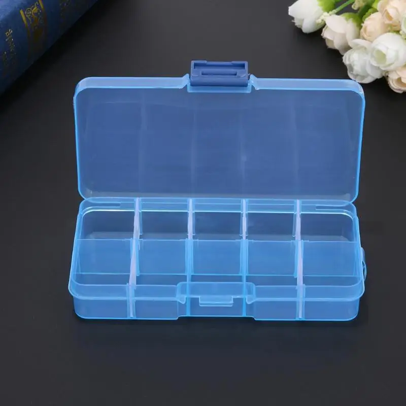 10 Compartments Transparent Empty Storage Box Plastic Jewelry Beads Earring Nail Art Decorations Rhinestone Organizer Case | Красота и