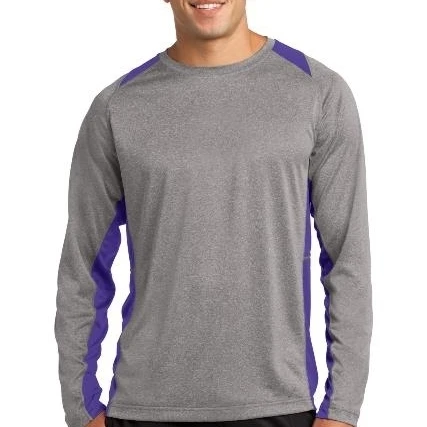 Спорт-Tek ST361LS мужская с длинным рукавом Heather Colorblock Contender Tees Винтаж Хизер и