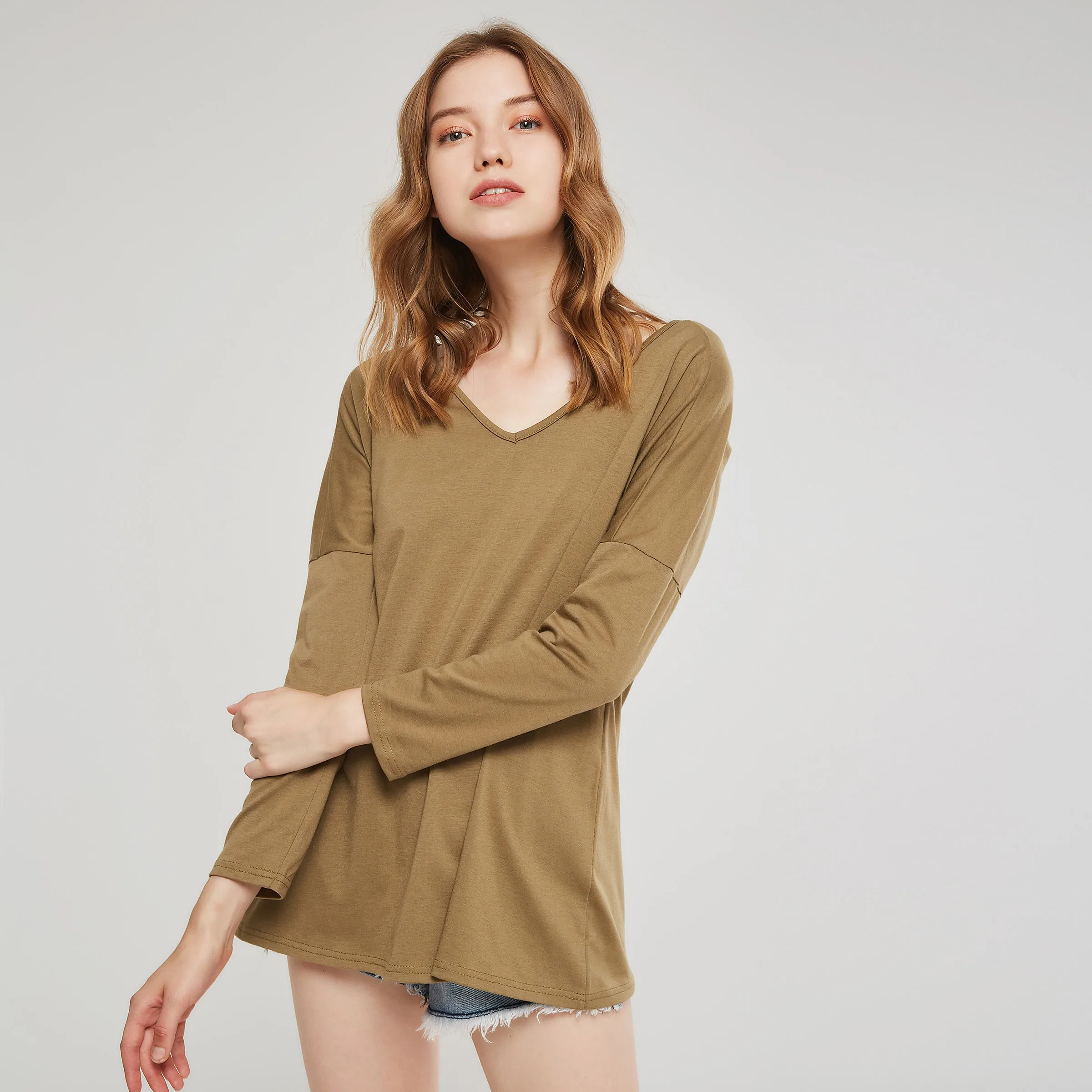 Для женщин топы Повседневное зеленый Boho горячие дешевые свободные плотная