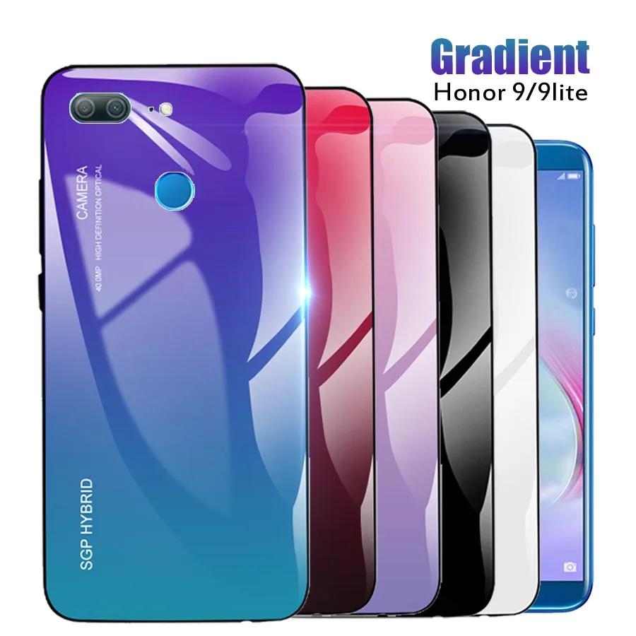 Чехол с градиентным стеклом для Honor 9 lite чехлы закаленным huawei honor 9i honer life light honor9lite