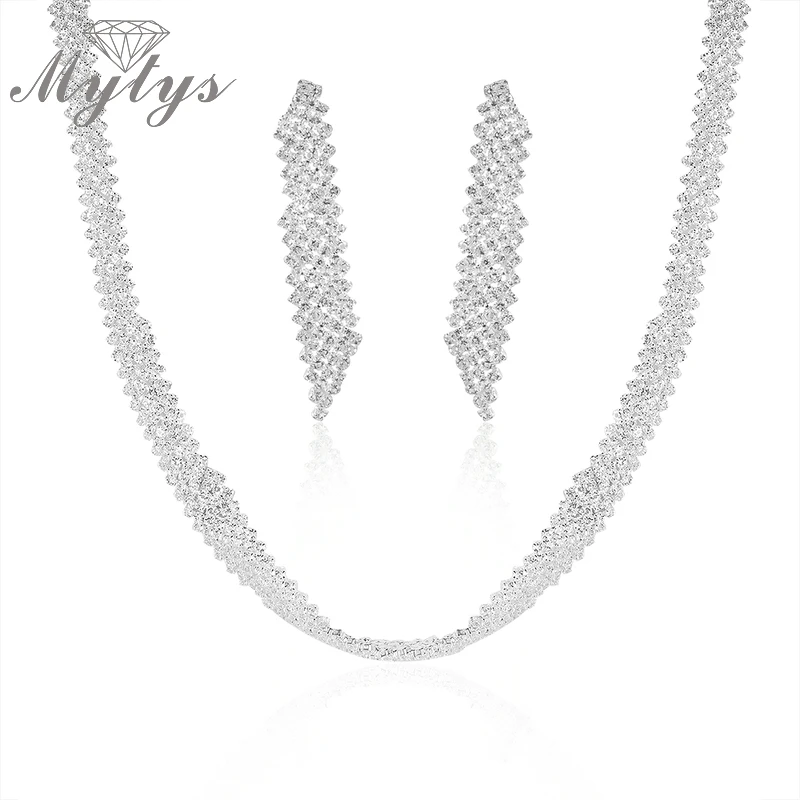 Женское Ожерелье Mytys блестящее ожерелье с кристаллами и висячими линиями