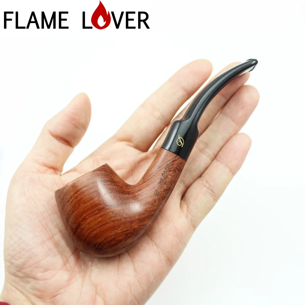 

100% Handmade Nature Solid RoseWood Bent Smoking Pipe Rose Wood Tobacco Wooden Smoke Pipe 10X 9mm Filters+Pouch+Holder DR512