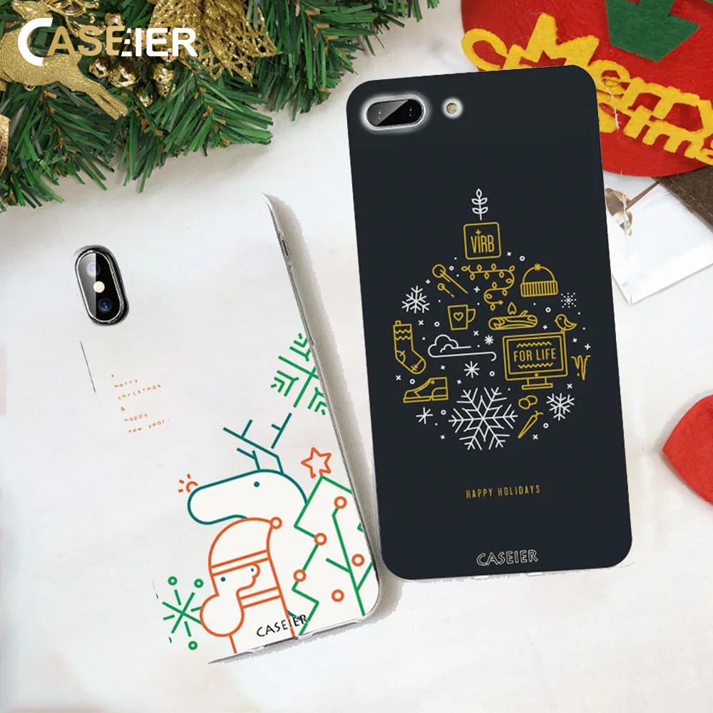CASEIER Christmas Style Phone Case For iPhone X XS 7 8 6 6S Plus Soft Silicone Funda MAX XR Shell Couque |