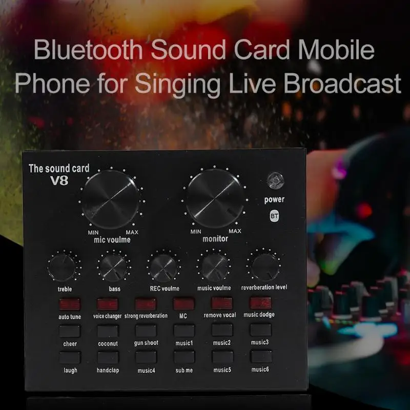 V8 аудио Bluetooth USB гарнитура микрофон K песня стерео прямая трансляция звуковая
