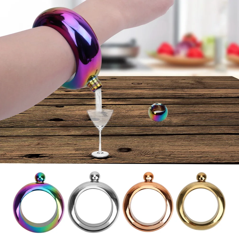 3.5 Oz Armband Elegante Wijn Fles Ronde Chic Heupfles Voor Whiskey Vodka Alcohol Drinkware Accessoires Bangle Heupfles 3.5 Oz Armband Elegante Wijn Fles Ronde Chic Heupfles Voor Whiskey Vodka Alcohol Drinkware Accessoires Bangle Heupfles